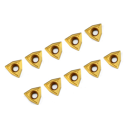 WCMT2.52 55 Degree Diamond Carbide Turning Inserts, pack of 10, shown from top view.