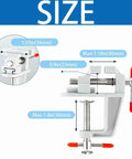 3.5 Inch Compact Aluminum Swivel Mini Bench Vise For Jewelry Making Hobby Craft Model Building And Electronics Repair On The Go Ready Ultra Portable Durable Rust Resistant Clamp Tool, showing size dimensions.