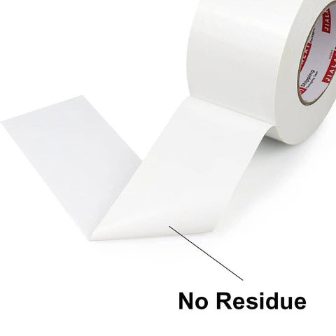White Duct Tape 3 Inch Wide, Heavy Duty Industrial Grade 55 Yards, Waterproof And UV Resistant, Strong Adhesive shown with no residue claim.