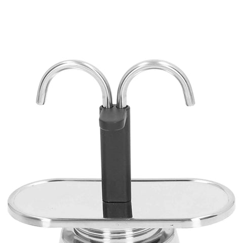 Straight Up Barista Quality 100 Ml Stainless Steel Moka Pot Espresso Maker showing stainless spouts and base design for easy coffee brewing.