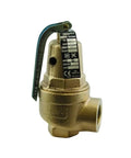 Heavy Duty Bronze Safety Relief Valve A Real Workhorse For Hot Water Systems With Rock Solid 75 Psi Set Pressure Plus 1-1/2 By 2 Inch Npt Female Threads Asme Certified For High Heat Up To 250 Degrees F Runs Smooth Every Time showing valve handle and sizing details.