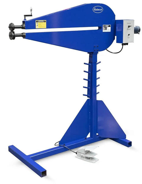 Power Bead Roller With Stand For Metal Fabrication, 36 Inch Bead Roller With Electric Power And Foot Pedal Control shown side view