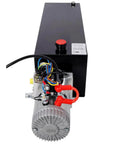 Heavy Duty 12V DC Hydraulic Power Unit With Steel Tank 1.6Kw Motor High Flow Pump, front view showing motor and control panel.