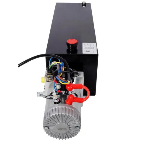 Heavy Duty 12V DC Hydraulic Power Unit With Steel Tank 1.6Kw Motor High Flow Pump, front view showing motor and control panel.
