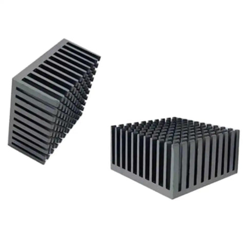 4 Pack Black Aluminum Heat Sinks With Pre Applied Thermal Conductive Tape shown angled for VRMs GPUs cooling