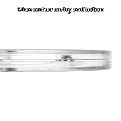 Side view of 4 Pack 6 Inch Clear Acrylic Lazy Susan Turntables With Ball Bearing Rotation, showcasing transparent layers.