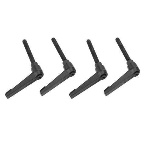 Four Pack M8 Male Thread Clamping Lever Handles Featuring Rock Solid Stainless Steel Construction With No Sweat Adjustment For Fast Machine Tweaks Black 70mm Finish