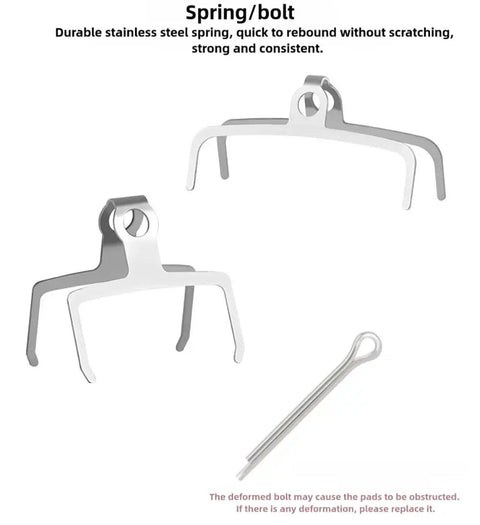 Stainless steel spring and bolt for TL03S Disc Brake Ceramic Pads, durable and consistent, compatible with hydraulic oil brakes.