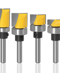 Four Piece Quarter Inch Shank Hinge Mortising Flush Trim Template Router Bit Set With Ball Bearing Carbide Tipped Router Bits