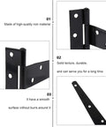 Close-up of 10 Pack Galvanized T Shape Heavy Duty Hinges For Outdoor Gates Barn Doors Sheds And Furniture Durable Iron Hardware Easy Install