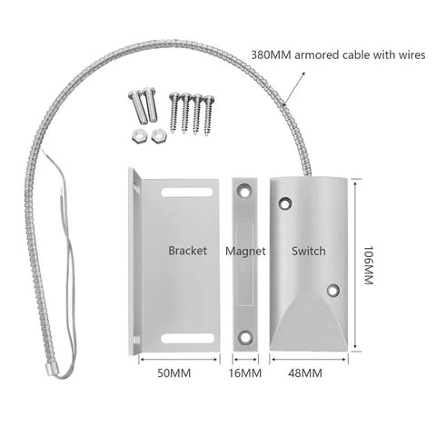 Magnetic Overhead Garage Door Alarm Sensor With L Bracket Waterproof Epoxy Sealed Zinc Alloy Case Adjustable Fit Components