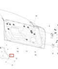Diagram of door assembly showing Ten Piece License Plate Grommets And Liftgate Trim Panel Screw Nuts Kit For Tesla Model S X 3.