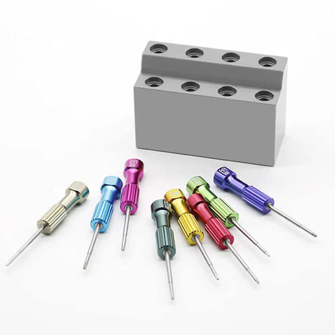 8 Piece Abutment Technician Tools Screwdrivers Kit With Gray Stand Box Pro Grade Portable Set For Precise Fixes And Quick Field Work