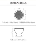 Technical drawing of Champagne Bronze One And One Eighth Inch Industrial Cabinet Drawer Knob dimensions with length, height, projection
