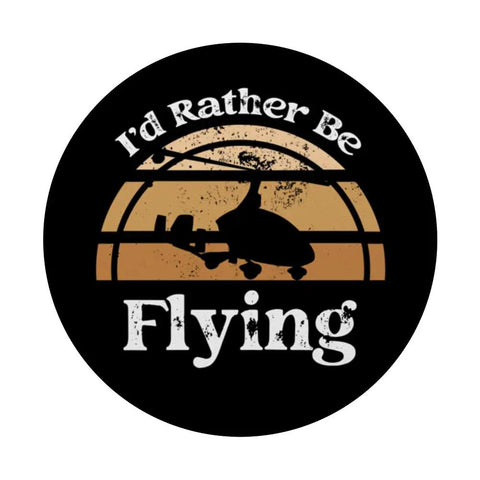 Gyrocopter Gyroplane Autogyro PopSockets PopGrip with silhouette of gyrocopter and 'I'd Rather Be Flying' text, circular design.