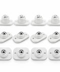 12 Pack Slick Self Adhesive Swivel Casters With Heavy Duty Sticky Pads For Zero Hassle 360 Degree Rotating Mini Glides close-up view of white rollers