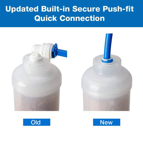 FA15 Alkaline Inline Water Filter Cartridge 10 Inch By 2 Inch With One Quarter Inch Quick Connect RO Systems old vs new connection
