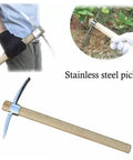Stainless Steel Garden Hoe Pick With Double Headed Pickaxe 2 In 1 Multipurpose Mattock Hoe for weeding and digging in use