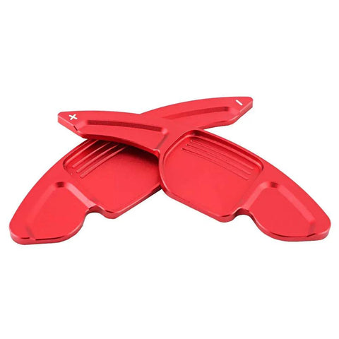 Two Piece Aluminum Alloy Shift Paddle Extensions For Audi A3 A4L 2013 2016 And A5 2012 2016 Bright Red Interior Accent Upgrade displayed