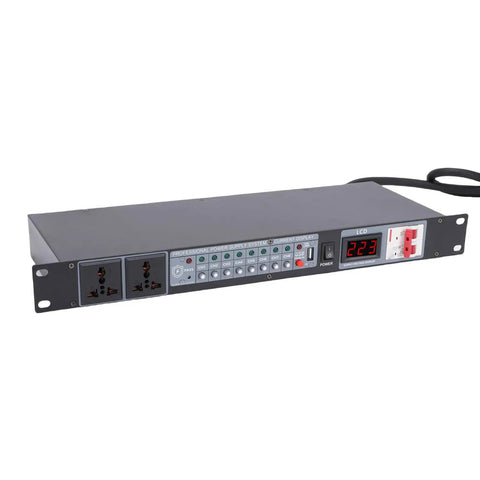 Top Shelf 10 Channel Power Sequencer Conditioner With Sharp Digital Voltage Monitor and Heavy Duty Surge Guard for stage gear.