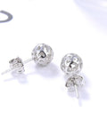 Sterling Silver 7mm Hollow Pattern Ball Pendant Stud Earrings 24K Gold Plated Finish Boho Chic Jewelry For Women Lightweight Sparkle Date Night Ready Gift silver stud pair