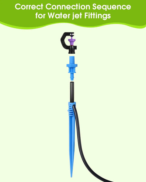 Automatic Lawn Sprinkler System With 32.8Ft 8 to 12 Tubing And 16.4Ft 4 to 7 Tubing Kit G Type 360 Degree Rotation Sprinkler