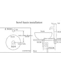 White Vessel Sink For Bathroom Vanity Round Above Counter Bowl Ceramic White Art Basin installation diagram with measurements