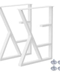 White Heavy Duty Table Legs 28 Inch Set Wrought Iron Square Tube Supports Ultra Stable Up To 1200 Lbs DIY 2 Tier Modern Coffee Table Legs