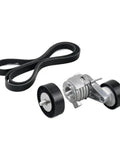 Drive Belt Pulley Tensioner Kit Compatible With N52 E60 E61 525i 530i 528i E81 E82 E87 E88 125i 128i 130i E90 E91 E92 E93 325i 328i Zips That Squeal Away And Keeps You Cruising Smooth Like a Dream For a Simple Home Install That Pays Off Big. black serpentine belt with tensioner and two pulleys