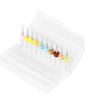 110 Pcs 0.1 To 1.0 Mm Tungsten Carbide Drill Bit Set Ultra Sharp Tips For PCB Circuits and metalworking, colorful bits in holder.