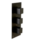 HomeStock Modern Rectangle Thermostatic Shower System Trim Kit with Pressure Balance Valve Matte Black Finish controls panel