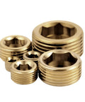 Half Inch NPT Brass Pipe Plug Fitting With Internal Hex Head Counter Sunk Thread Style Male Pipe Plugs Pack Of 3
