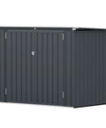 Heavy Duty Outdoor Trash Can Storage Shed With Bike Shed Design, Rugged Galvanized Steel Construction, Weatherproof Chain Lid