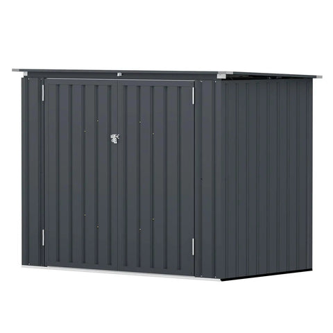 Heavy Duty Outdoor Trash Can Storage Shed With Bike Shed Design, Rugged Galvanized Steel Construction, Weatherproof Chain Lid