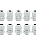 Pack Of White Polyamide M16x1.5 Cable Glands Featuring Waterproof Locknut Design For Solid Wire Routing And Heavy Duty Connection Work That Are Straight Up Badass Durable And Built To Thrive In Rough Job Sites.