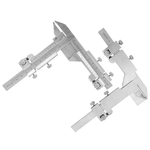 Gear Tooth Vernier Caliper With Stainless Steel Build, Dual Perpendicular Vernier Scales, Altitude Slide Marking Ruler visible.