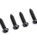 Close-up of black screws included with 8 Pieces Stainless Steel Mending Plates 6 Inch Heavy Duty Corner Braces For Furniture Repair Black.