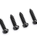 Four black screws included with Eight Piece Stainless Steel Mending Plates 4 Inch Square Corner Brackets for furniture repair.