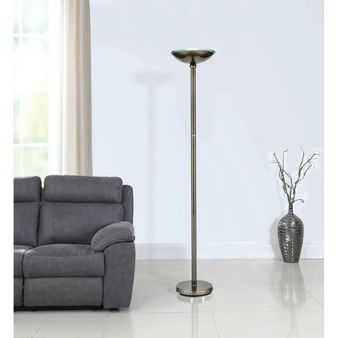 Saturn LED Torchiere Floor Lamp With Ocean Blue Diffuser 71 Inch Touch Dimmer Energy Saving 30W LED Lamp in living room setup