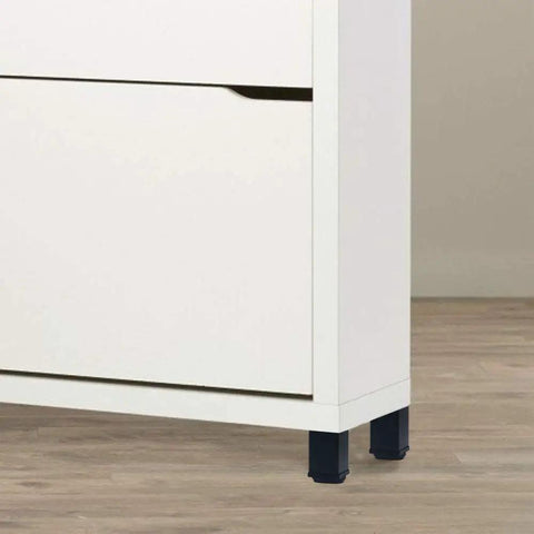 Adjustable Black Metal Desk Legs Set Of 4, 31.5 Inch Tall Square Office Table Legs, cabinet view with 2 Inch Diameter steel legs and leveling screws.
