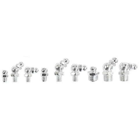 Grease Fittings Assortment Kit, 230Pcs Steel Zerk Nipples In Straight, 90-Degree, And 45-Degree Angles, M6 M8 M10, Display