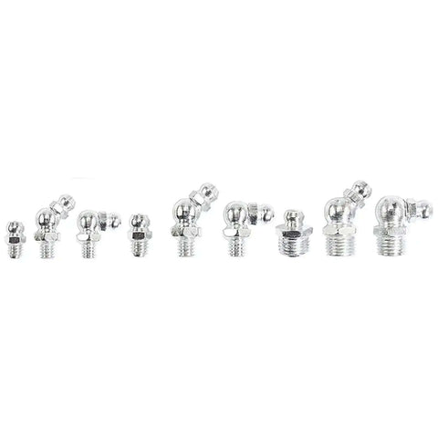Heavy Duty 230 Piece Steel Zerk Grease Nipple Fitting Assortment Kit With Straight And Angled 45, 90 Degree Styles M6 M8 M10 For Car Bike Repair steel grease nipples