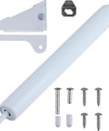 Components of Heavy Duty Pneumatic Door Closer for Storm Screen Doors with Hold Open, Adjustable Quiet Close, White Aluminum