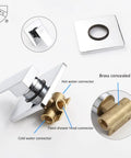 Single Function Shower Trim Kit With Rough In Valve And Square Rain Showerhead In Polished Chrome plumbing components overview