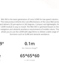 360 Degree LiDAR Sensor For Robots And Drones With Ultra Wide Field Of View, Lightweight 265g And Compact 65X65X60mm, Short 10cm Detection Range For Smooth Navigation And Precise Mapping, With Connector specifications text