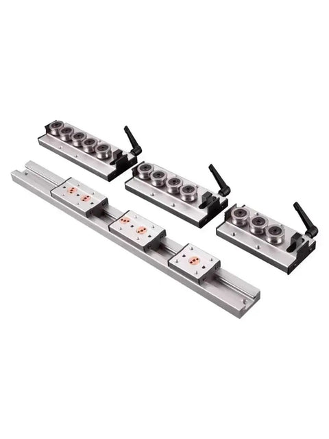 Top Tier Silver SGR10 Linear Guide Rail With Dual Axis Motion For 3D Printer Builds Featuring 28mm Width Blocks In 500 To 1000mm Lengths That Rock Your CNC Machine Projects Smoothly, showcasing multiple rails and blocks.