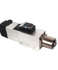 Top Shelf Air Cooled Spindle For CNC Router Featuring Automatic Tool Changer And ISO30 Fast Change Mount, silver aluminum body.