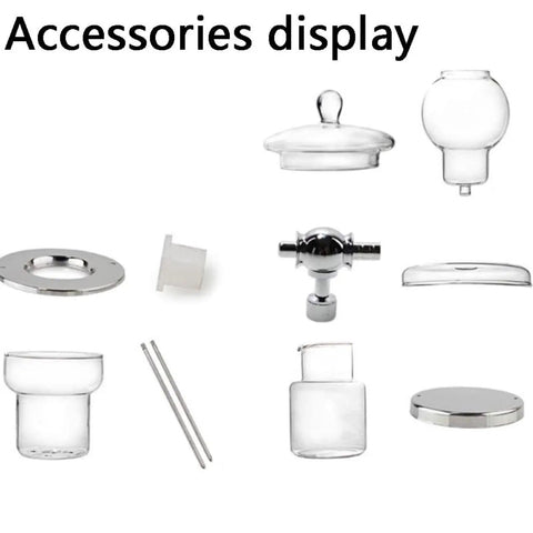 Accessories for Premium Stainless Steel And Borosilicate Glass Cold Brew Coffee Maker including glass and steel components.