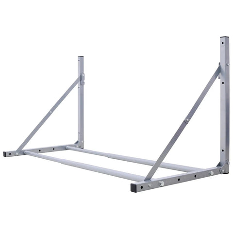 Wall Mount Folding Tire Rack With Adjustable Width And Heavy Duty 300 Lb Capacity For Rv Atv Car Storage Boss Garage Organizer side view.