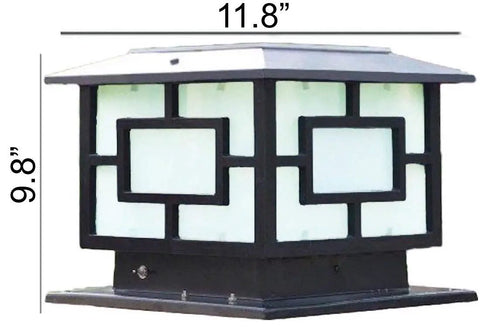 11.8 Inch Square Solar Led Post Cap Lights No Wiring Needed Outdoor Pillar Lights Black Finish For Fence Posts And Walkways Auto On At Dusk